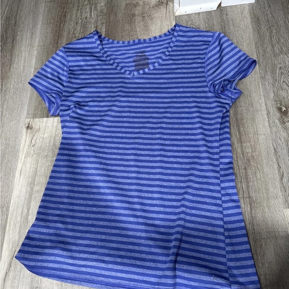 Danskin Blue Striped Short Sleeve Tee